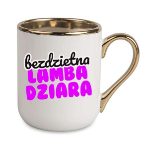 Kubek elegancki biało złoty na prezent - bezdzietna lambadziara