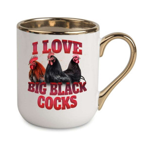Kubek elegancki biało złoty na prezent - big black cocks