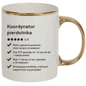 Kubek elegancki biało złoty na prezent - koordynator