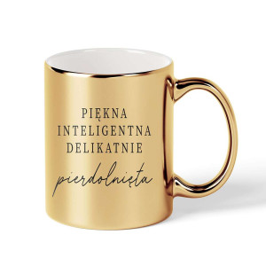 Kubek elegancki złoty na prezent - piękna inteligętna
