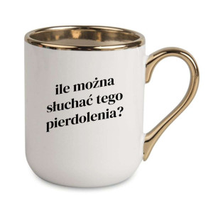 Kubek elegancki biało złoty na prezent - ile można słuchać