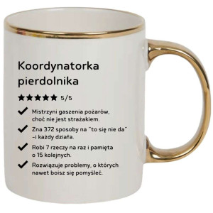 Kubek elegancki biało złoty na prezent - koordynatorka