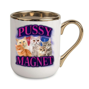 Kubek elegancki biało złoty na prezent - pussy magnet
