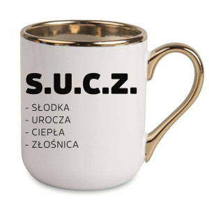 Kubek elegancki biało złoty na prezent - S U C Z
