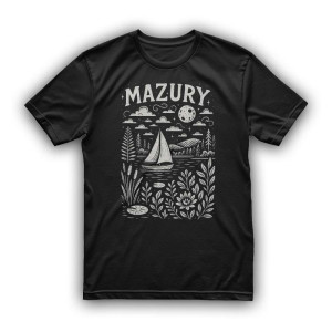 Koszulka z motywem polski na prezent - Mazury XXL Czarny