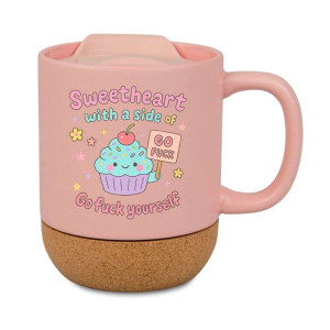 Kubek korkowy na prezent różowy - sweetheart with a side of