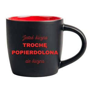 Śmieszny kubek grawerowany latte - Jesteś śliczna Czerwony