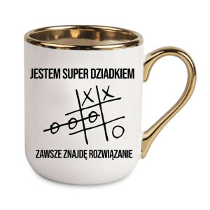 Kubek elegancki biało złoty dla dziadka - znajdę rozwiązanie