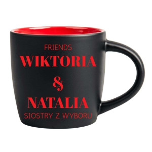 Śmieszny kubek grawerowany latte - siostry z wyboru Czerwony