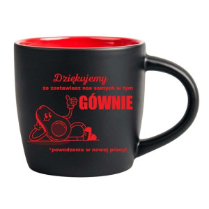 Śmieszny kubek grawerowany latte - zostawiłeś nas Czerwony