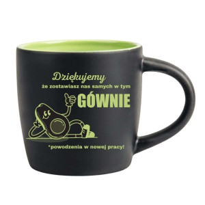 Śmieszny kubek grawerowany latte - zostawiłeś nas Zielony