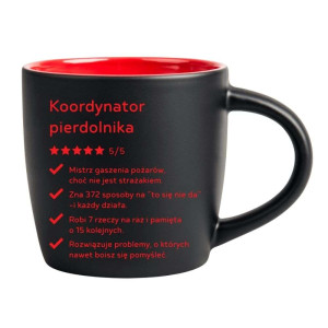 Śmieszny kubek grawerowany latte - koordynator Czerwony