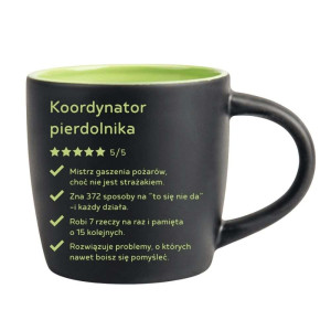 Śmieszny kubek grawerowany latte - koordynator Zielony