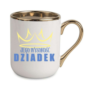 Kubek elegancki biało złoty dla dziadka - jego wysokość dziadek