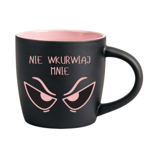 Śmieszny kubek grawerowany latte - nie wkvrwiaj mnie Różowy