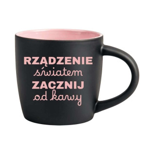 Śmieszny kubek grawerowany latte - rządzenie światem Różowy