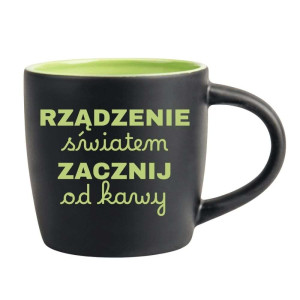 Śmieszny kubek grawerowany latte - rządzenie światem Zielony