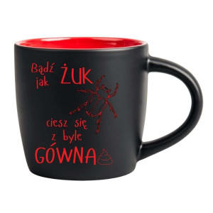 Śmieszny kubek grawerowany latte - bądź jak żuk Czerwony