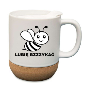 Śmieszny kubek korkowy na prezent - lubię bzykać