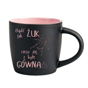 Śmieszny kubek grawerowany latte - bądź jak żuk Różowy