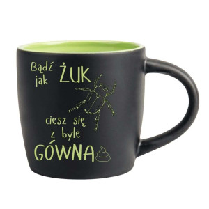Śmieszny kubek grawerowany latte - bądź jak żuk Zielony