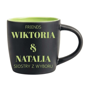 Śmieszny kubek grawerowany latte - siostry z wyboru Zielony