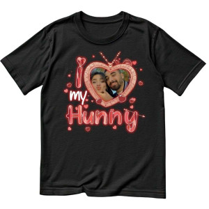 Tshirt z Twoim zdjęciem na prezent - I Love my Hunny #4 3XL Czarny