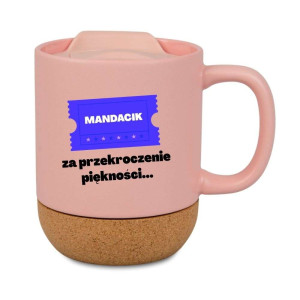 Kubek korkowy na prezent różowy - mandacik