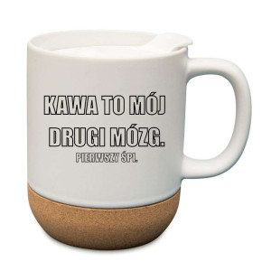 Śmieszny kubek korkowy na prezent - kawa to mój drugi mózg
