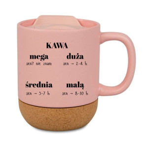 Śmieszny kubek korkowy na prezent różowy - kawa