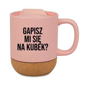 Kubek korkowy na prezent różowy - gapisz mi się na kubek