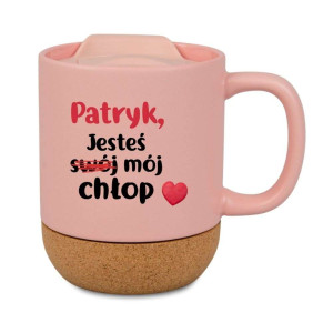 Kubek korkowy na prezent różowy - mój chłop