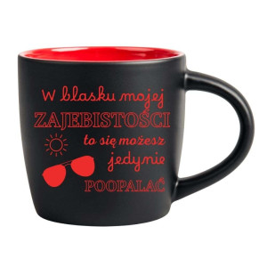 Śmieszny kubek grawerowany latte - blask zaebistości Czerwony
