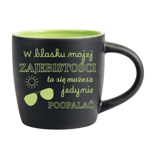Śmieszny kubek grawerowany latte - blask zaebistości Zielony