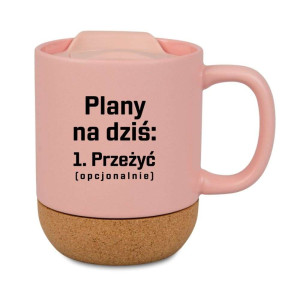 Kubek korkowy na prezent różowy - plany na dziś