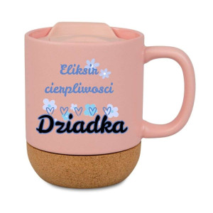Kubek prezentowy korkowy dla dziadka - eliksir cierpliwości - różowy