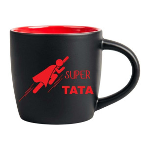 Śmieszny kubek grawerowany latte - super tata Czerwony
