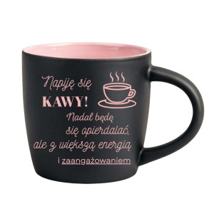 Śmieszny kubek grawerowany latte - napiję się kawy Różowy