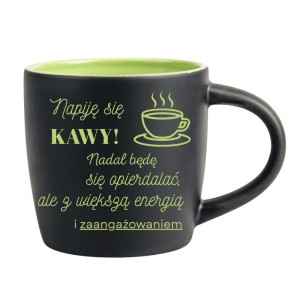 Śmieszny kubek grawerowany latte - napiję się kawy Zielony