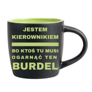 Śmieszny kubek grawerowany latte - jestem kierownikiem Zielony