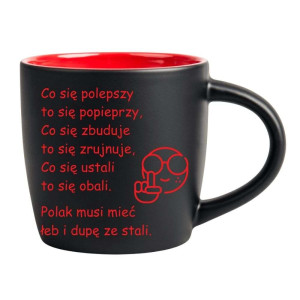 Śmieszny kubek grawerowany latte - łeb i dupę ze stali Czerwony