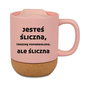 Kubek korkowy na prezent różowy - jesteś śliczna