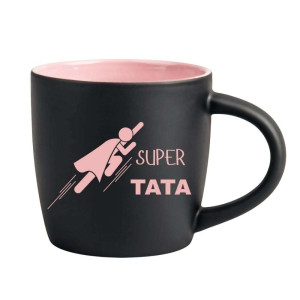 Śmieszny kubek grawerowany latte - super tata Różowy