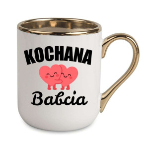 Kubek elegancki biało złoty dla babci - kochana babcia