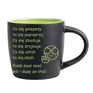 Śmieszny kubek grawerowany latte - łeb i dupę ze stali Zielony