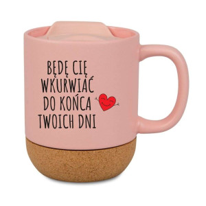 Kubek korkowy na prezent różowy - będę cię wkvrwiać
