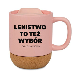 Kubek korkowy na prezent różowy - lenistwo