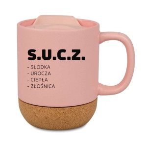 Kubek korkowy na prezent różowy - S U C Z