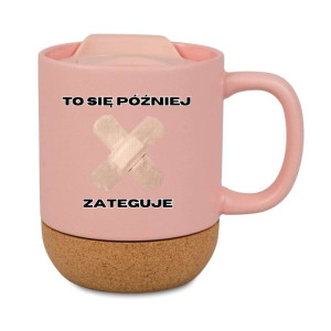 Śmieszny kubek korkowy na prezent różowy - zteguje