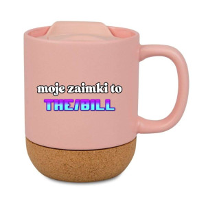 Śmieszny kubek korkowy na prezent różowy - the/bil